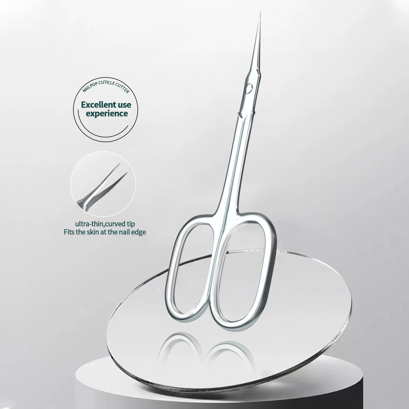 Nallpop Professional Beauty Tools Curved Stainless Steel Cuticle Trimmer Scissors Nail Cut Dead Skin Removal Sharp Pedicure