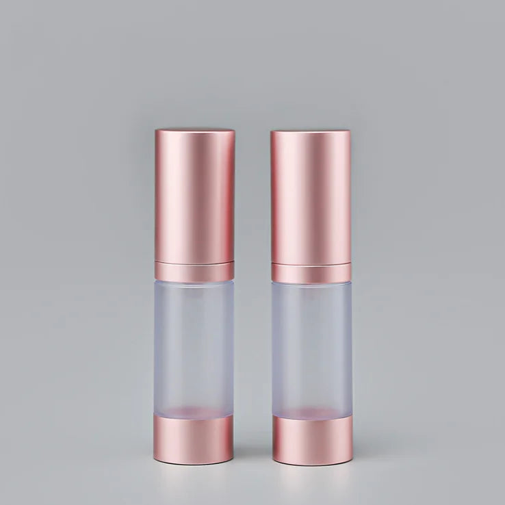 Latest Fashion Skincare Cosmetic Packaging 15ml ABS Empty Rose Gold Cosmetic Serum Pump Lotion Airless Bottle