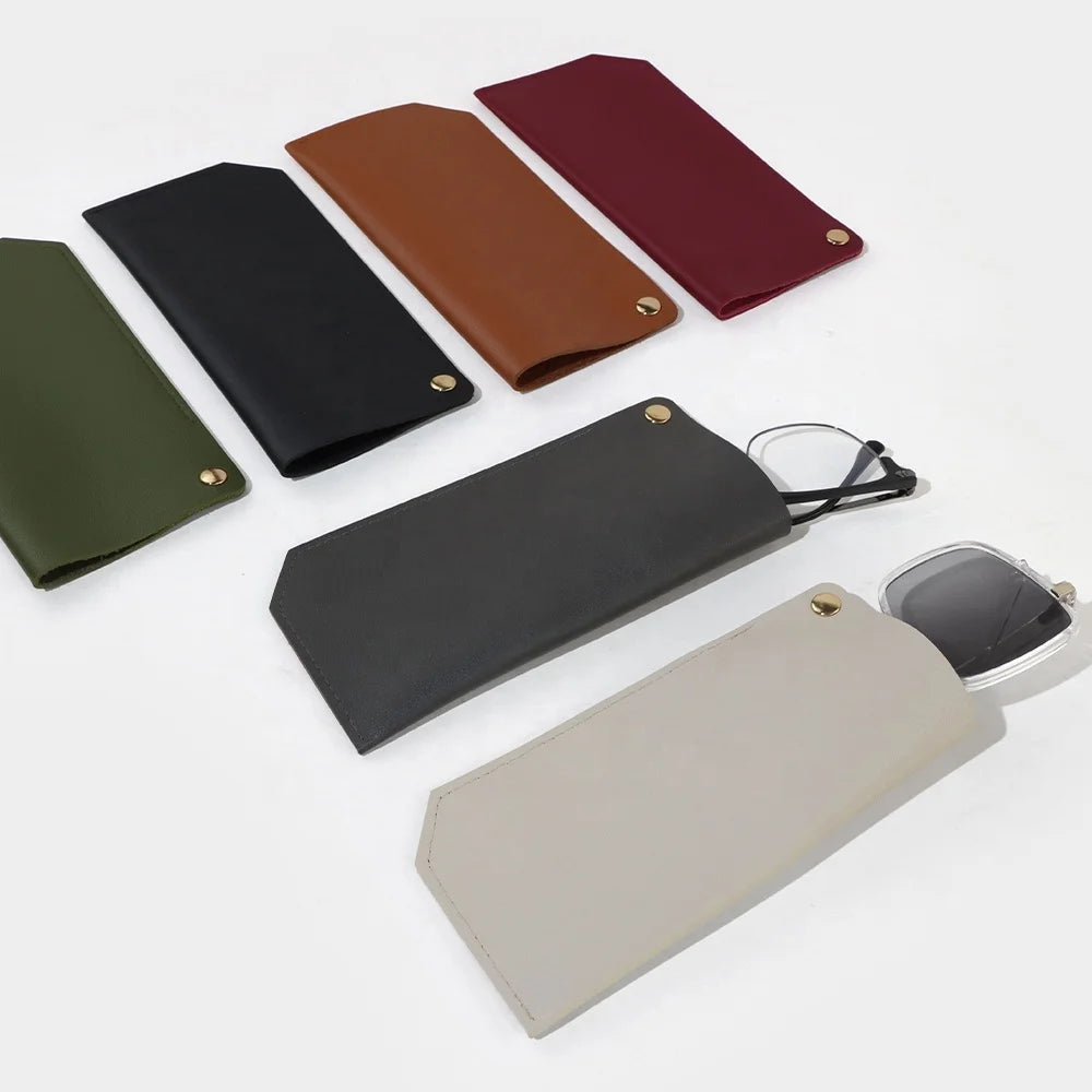 Cheap Soft Package PU Material Glasses Case Eyewear Pouches Sunglasses Bag with Snap Button