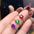Hot Selling 925 Sterling Silver Gem Stone Wedding Rings New Design Resizable Diamond Emerald Pearl Natural Diopside Religious