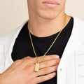 18k Gold Plated Blank Bar Pendant Necklace Stainless Steel Men Necklace Jewelry