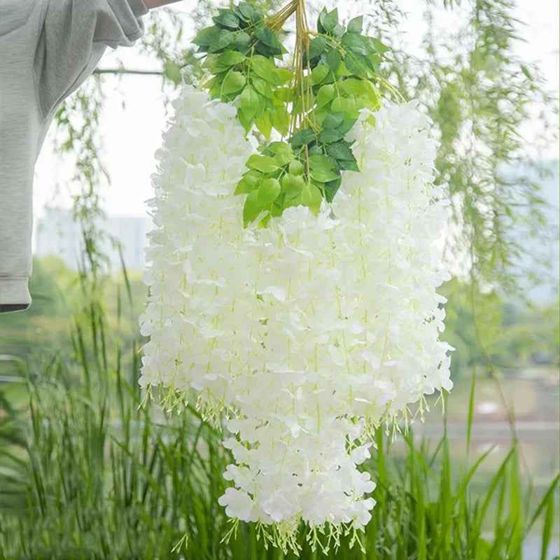 Factory Wedding Centerpieces Decoration Silk Wisteria Flowers Hanging Vine Flores Artificial Wisteria
