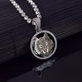 Handsome Women's Christian Trendy Jewelry Zinc Alloy Crystal Pendant Bling Iced Tennis Chain Silvery Rhinestone Hiphop Wolf Gift