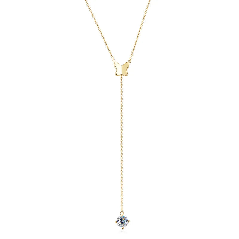 Wholesale Minimalist 60CM Grade D 1ct Moissanite Pendant Necklaces 925 Sterling Silver Simple Ice Out Moissanite Jewelry Women