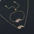 S11091  Chic Dainty 18k Gold Plated Crystal Diamond CZ Zircon Daisy Floral Flower Necklace and Bracelet Jewelry Set