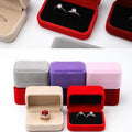 Flannel Jewelry Gift Case Engagement Wedding Rings Case Gray Pink Velvet Jewellery Packaging Couple Ring Box