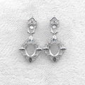 Sterling Silver 4*6+6*8mm Semi Mount Stud Eardrops Empty Support Blank Claw Setting S925 Base Without Center Stone for DIY Inlay