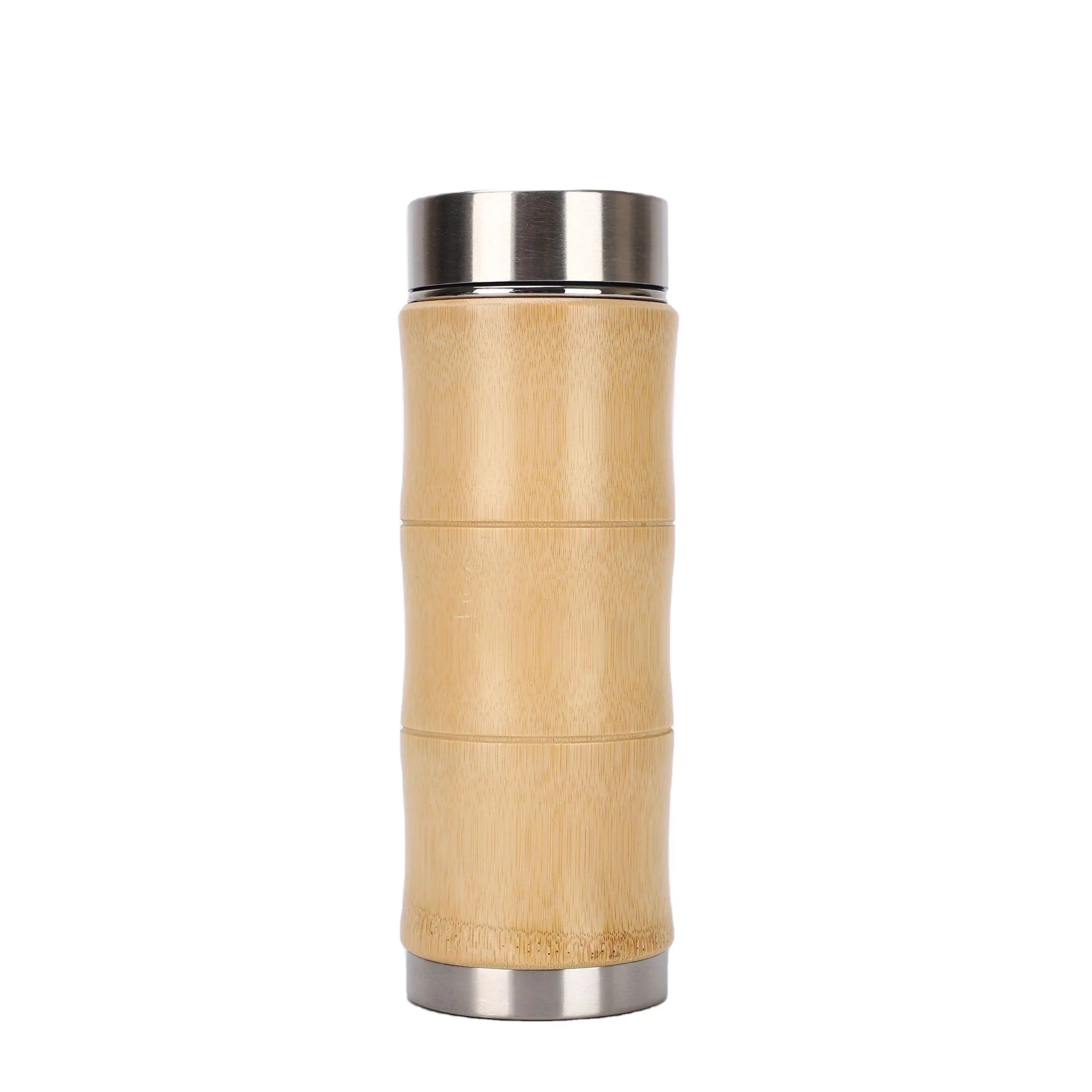 High Quality 450ml Bamboo Wooden Eco-Friendly Thermals Reusable Inner Stainless Steel 304 Tumbler Water Cup for Office Home