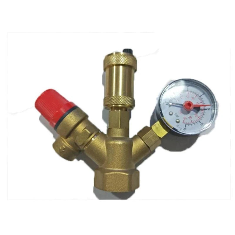 Brass Exhaust Safety Pressure Relief Boiler Valve Assembly with Pressure Gauge DN25 Room Temperature One Way Two Way