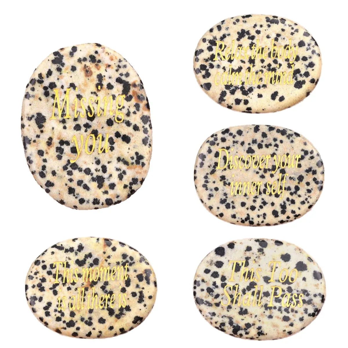 High Quality Natural  Dalmation Jasper Crystal Worry Oval Stones for Crafts Reiki Rocks Gemstone for Therapy