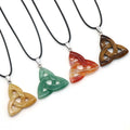 Beautiful Natural Irish Celtic Knot Triangle Shape Created Opal Stone Pendant Charms Necklace Healing Crystals Gemstone Jewelry