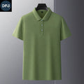 2025 Summer New Men's Casual Business  Shirt Breathable Short-Sleeved Knitted T-Shirt Loose Embroidered Solid Style Short