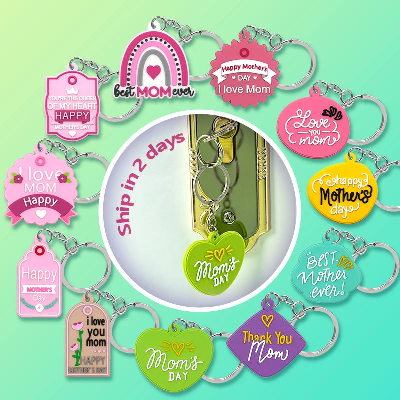 Trendy Designer One Piece Mother's Day PVC Key Chains Accessories Mom Charms Bag Decorations Souvenirs Gift Keychains
