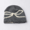 Custom logo Y2k Jacquard Women Knit Crochet Hat Fuzzy Beanie Plush Mohair Beanie Hat for Women