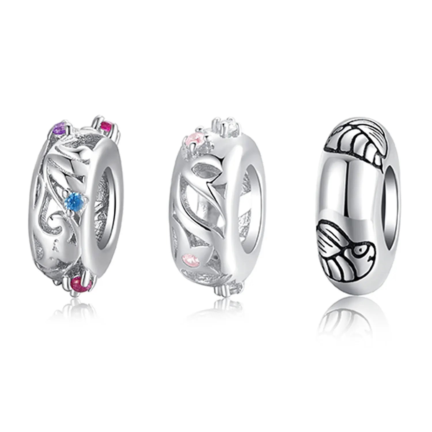 Genuine 925 Sterling Silver Insects Classic Patterns Stopper Spacer Beads with Silicon Charm Bracelets Women DIY Jewelry Making