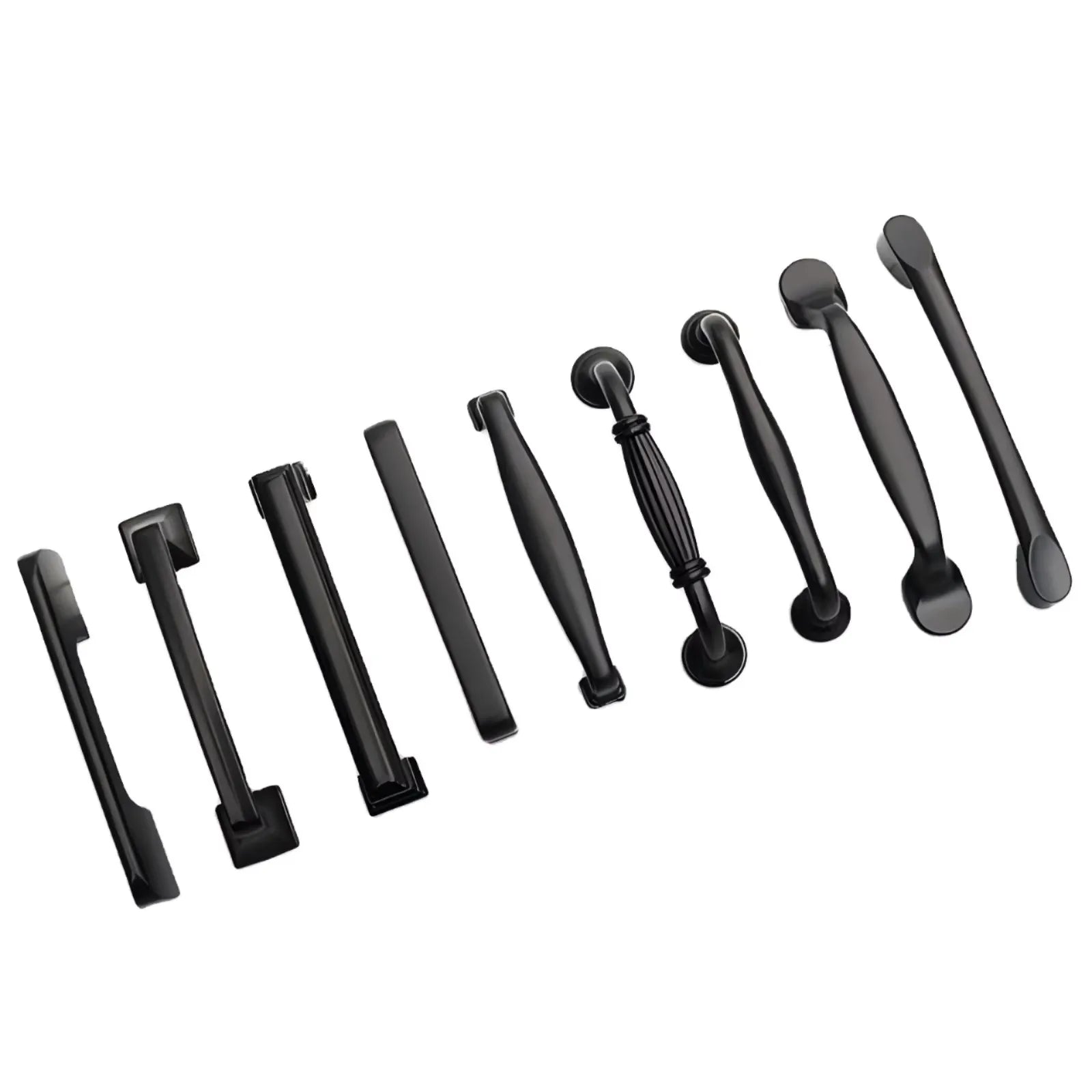 Factory Supplying Cabinet Door Handle Zinc Alloy Solid Thickened Black Handle Drawer Cabinets Wardrobe Door Handle Hardware