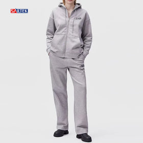 Wholesale Women's Clothing Sets Custom Casual Cotton 2 Piece Zip up Hoodie and Jogger Pants Set for Women