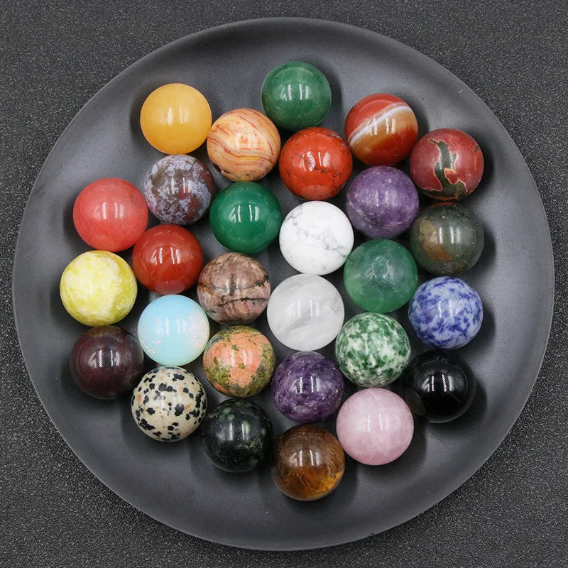 20mm Gemstone Orb Rocks Crystal Healing Polished Stone Sphere Ball Round Tumbled Chakra Reiki Crystal Ball Fengshui Decorations