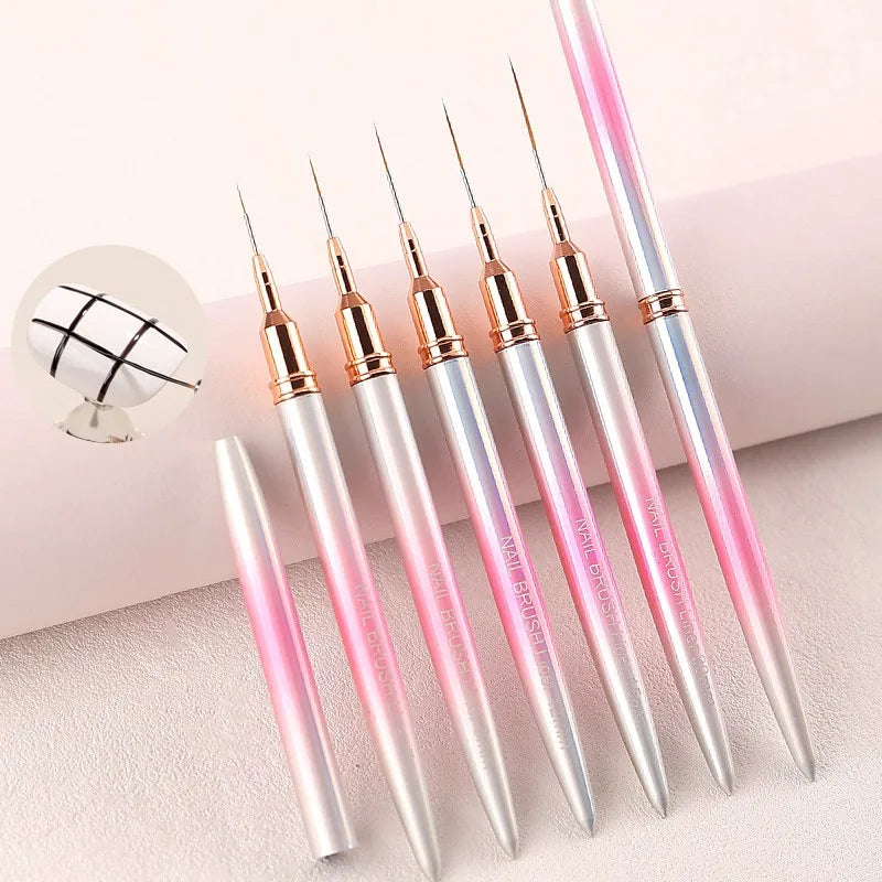 7/9/12/15/20mm Pink Nail Painting Manicure Kit Nail Art Brush Design 3d UV Gel Liner Nail Art Set