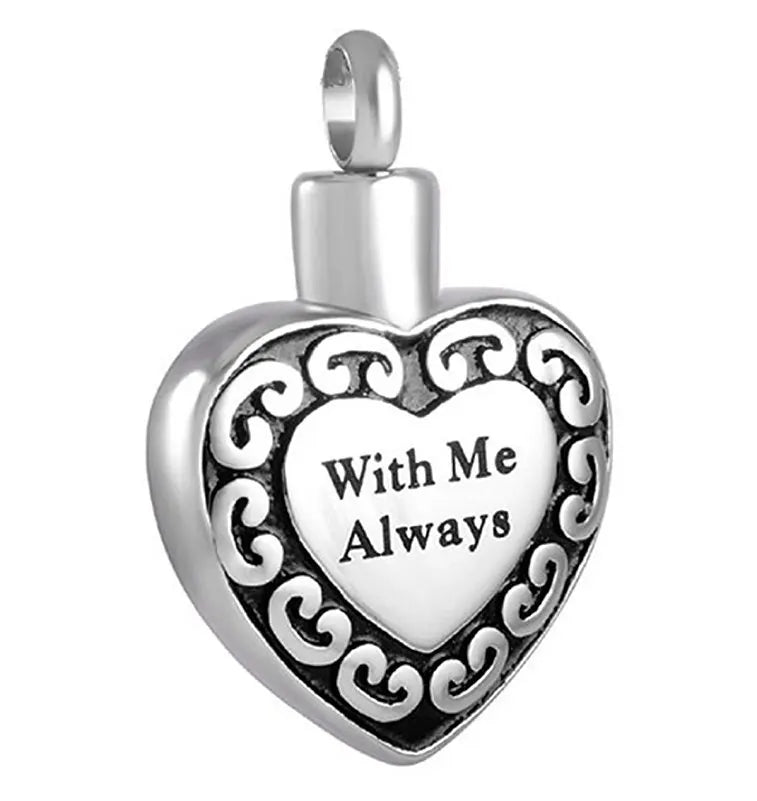 Online Shop2024 Cheap Wholesale Bulk Sale Stainless Steel Urns Pendant Cremation Jewelry Heart Necklace with Me always Design