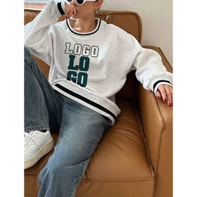 Custom logo Women's Hoodies Wholesale Organic Cotton Sweatshirts for Women Pullover Crewneck Sweatshirt