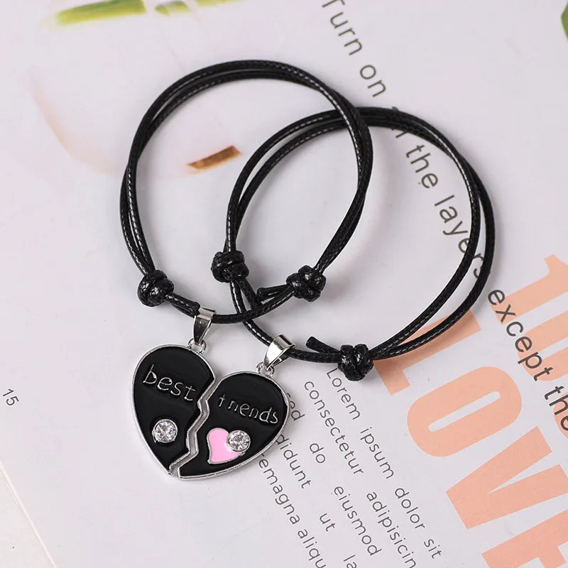 Hot Sale love Good Friends Bracelet Adjustable Opening Female Alloy Pendant Wax Thread Woven Bracelet