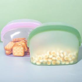 Multiuse Waterproof Ziplock Silicone Bag Food Grade Safe Reusable Stand Fresh Freezer Storage Container for Food & Beverage