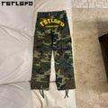 Customized Cotton Hunting Stacked Letter Embroidery Patch Wide Leg Work Pants Camouflage Multi-pockets Camo Cargo Pants Men