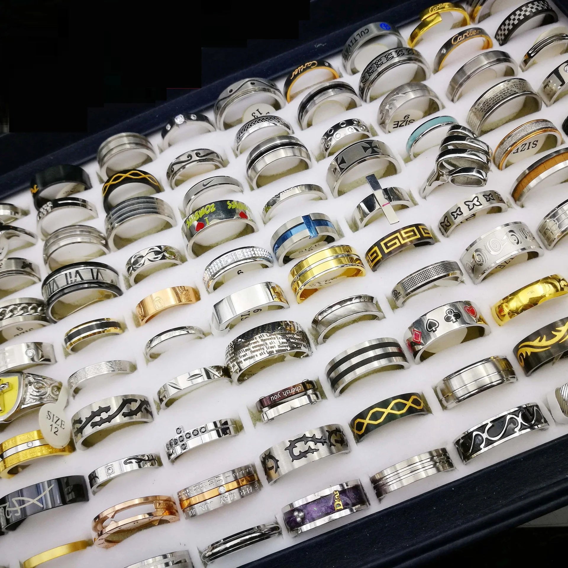 Fashion Hot Sale Cheap Price Wholesale 100 Mix-and-Match Ring Jewelry for Women and Men Stainless Steel Rings