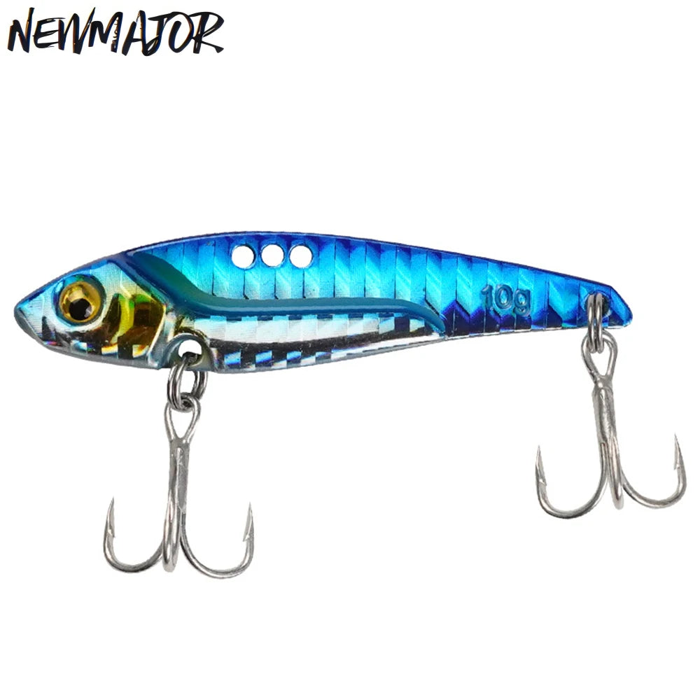 NEWMAJOR Printed Hard Metal Blade Fishing Lure 7g 10g 17g 20g Sinking Vibration Bait with 3D Eyes for River & Sea Fishing