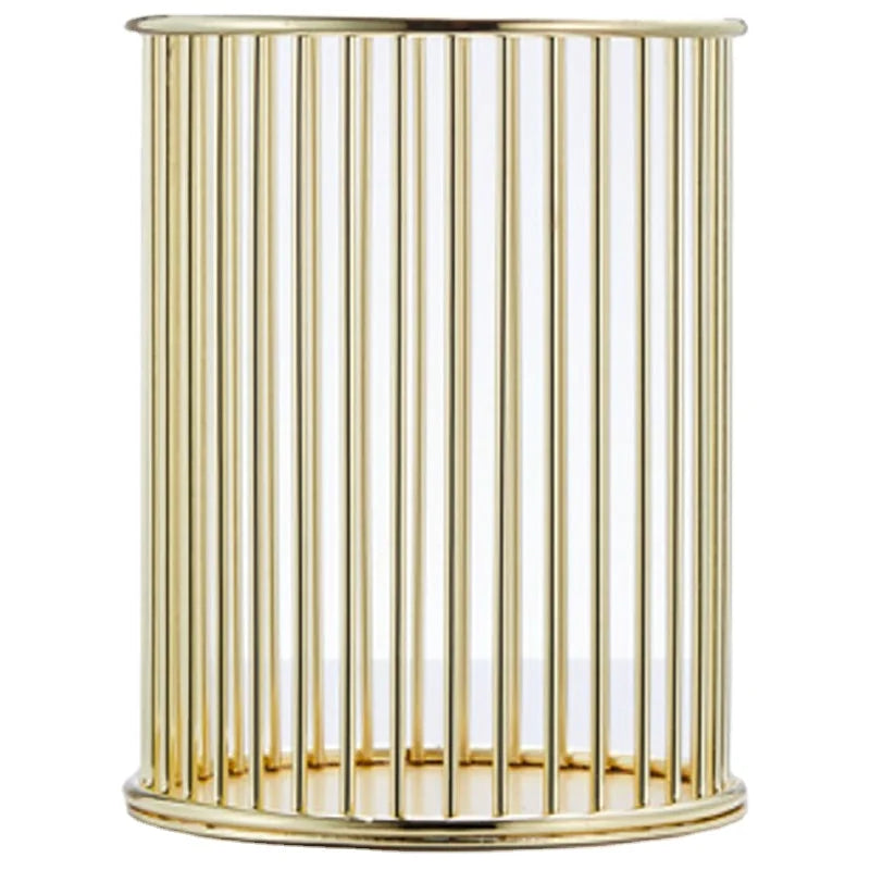Top Quality Luxury Custom Office Metal Wire Welding Rose Gold Round Pencil Pen Holder for Desk