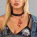 SHIXIN Fashion Personality Beaded Multi-layer Collars Vintage Gothic Style Blood Fringe Crystal Necklace Women Gift Chain Party