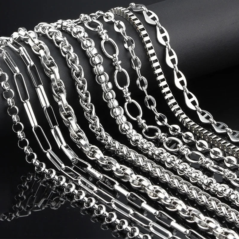 Wholesale Cable Chains Box Jewelry Chain Stainless Steel Chain Necklace Lip for Jewelry Accessories Making Fashion Accessory
