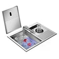 N5537X1 304 Brushed Handmade Hidden Glass Rinser Smart Disinfection Dual Catalyst Purification Steel Counter Single Bowl Kitchen