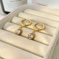 Classic Claw Set Single Zircon Earrings Joyas De Acero Inoxidable 18K Gold Stainless Steel Geometric Round Earrings