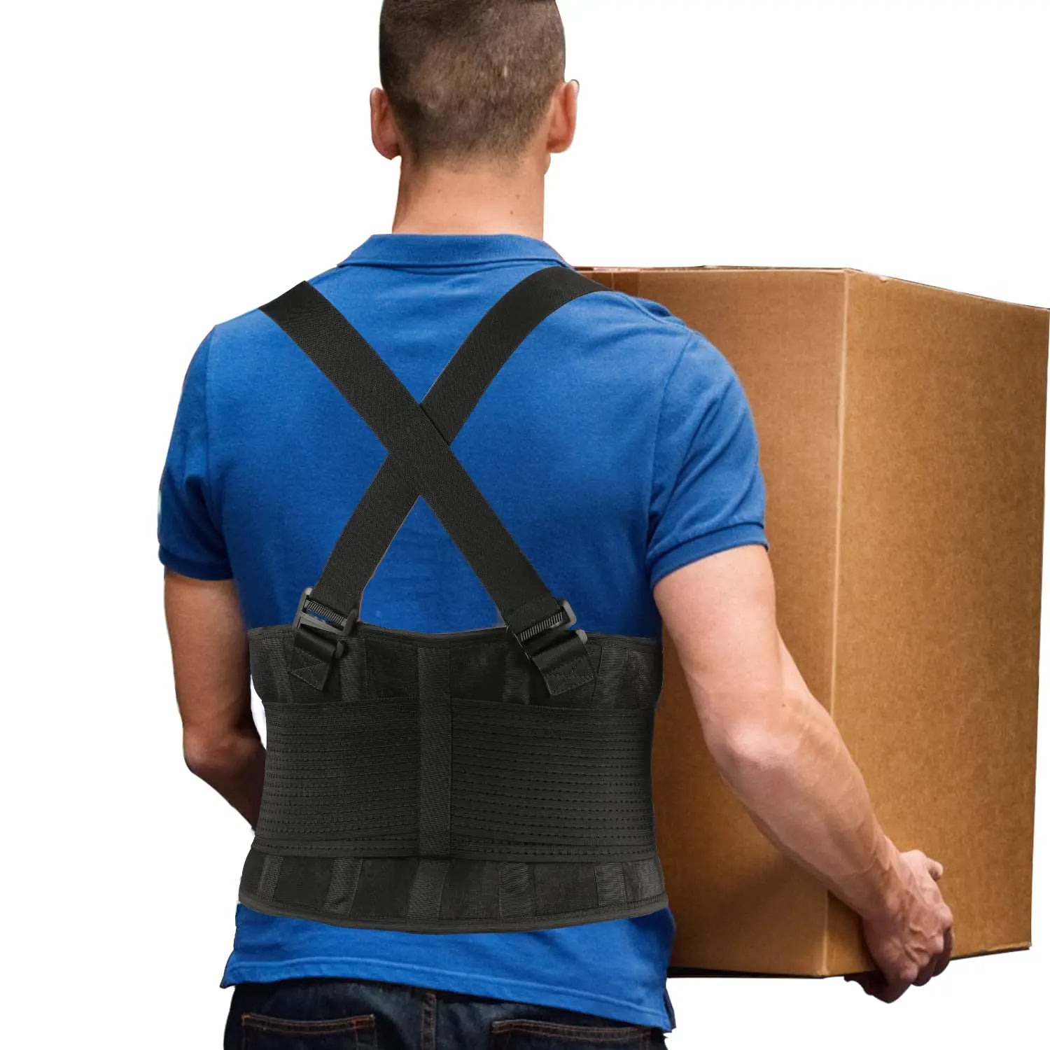 Men's Women's Lower Lumbar Support Back Brace Heavy Lifting Lower Back Support Belt with Removable Suspenders for Protection