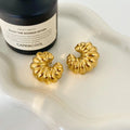 18K IP Gold Plated Cuff Earring Stainless Steel Croissant Twist Ear Clip for Girls