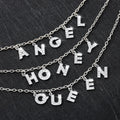 HOVANCI 2020 Luxury Shining Cubic Zircon CZ Word Letter Pendant Choker Necklace Stainless Steel Letter Initial Word Necklace