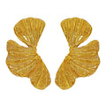 Vintage Stainless Steel 18K Gold Plated Fashion Geometric Dangle Earring Tarnish Free Creative Ginkgo Leaf Stud Earrings YF4016