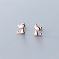 925 Sterling Silver Cute Cat Shape Earings Rose Gold Plated Small Ear Studs Earrings Fashion Jewelry for Women Girls