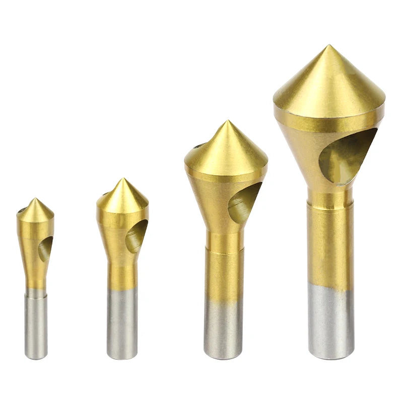 HSS Titanium Coated 90 Degree Center Countersink Bits Round Shank Deburring Chamfer Tool Set for Metal and Wood Drill Bits