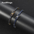 BB206   4mm 7inch 8inch Blue Zircon Brass Prong Setting Zircon Tennis Bracelet Hip Hop CZ Jewelry
