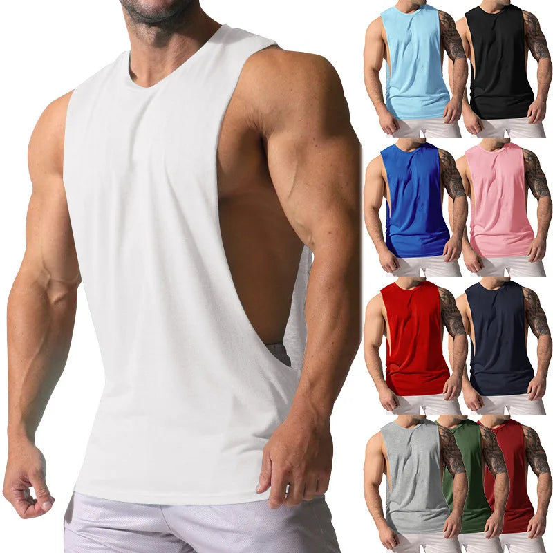 Custom Logo Plain Men's tank Tops 100% Polyester Breathable Hot Sale Sleeveless tank Tops for Men Muscle Training Running Sport
