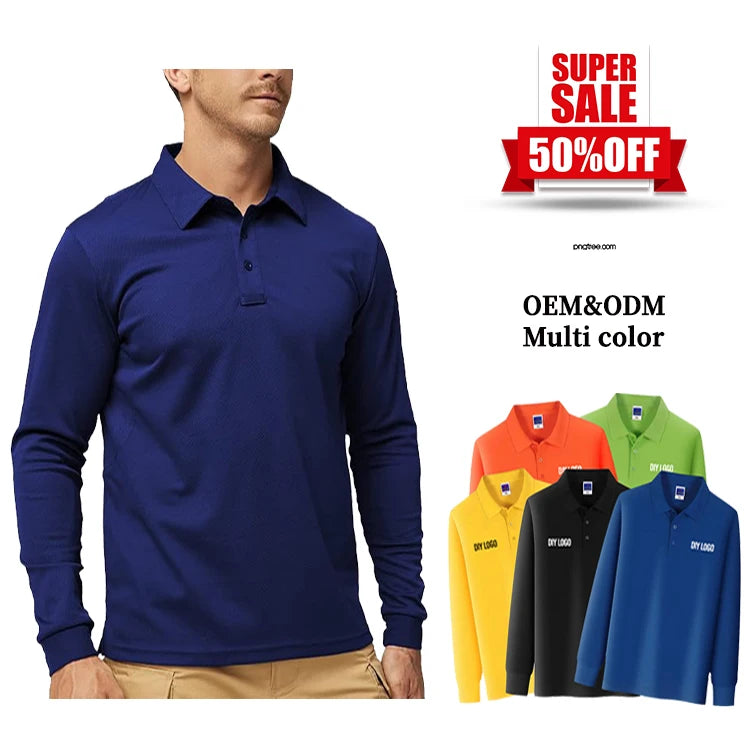 Hot Sale Cheap Price Custom logo Polyester Cotton Long Sleeve Polo Shirts Men's Over Size Long Sleeve Polo T Shirts for Men