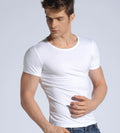 Men's Summer Slim Body T-Shirt White Cotton Custom Print Short Sleeve Casual Fitted Collar Wholesale Custom Clothes