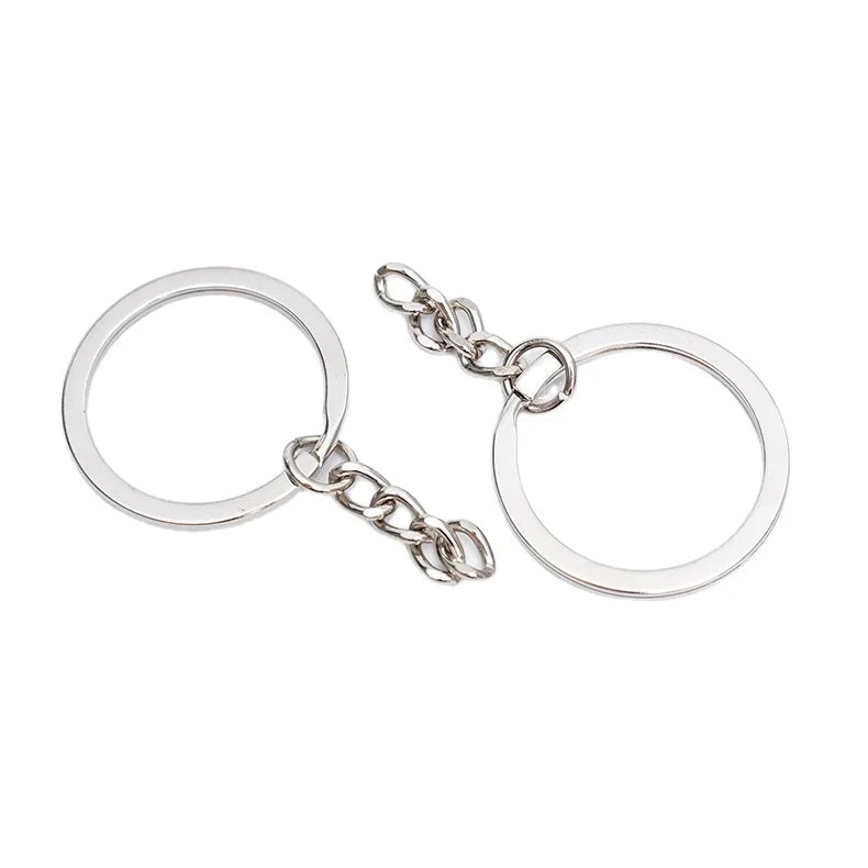 Factory Wholesale Classical Flat Keyring With Twist Chain Kc Gold Nickel Plated Iron Metal Keychain Accessories