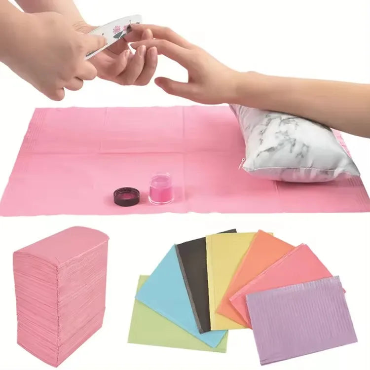 125PCS/Bag Disposable Foldable Clean Pad Beauty Nail Care Polish Waterproof Tablecloth Lint Paper Practice Nail Art Table Mat