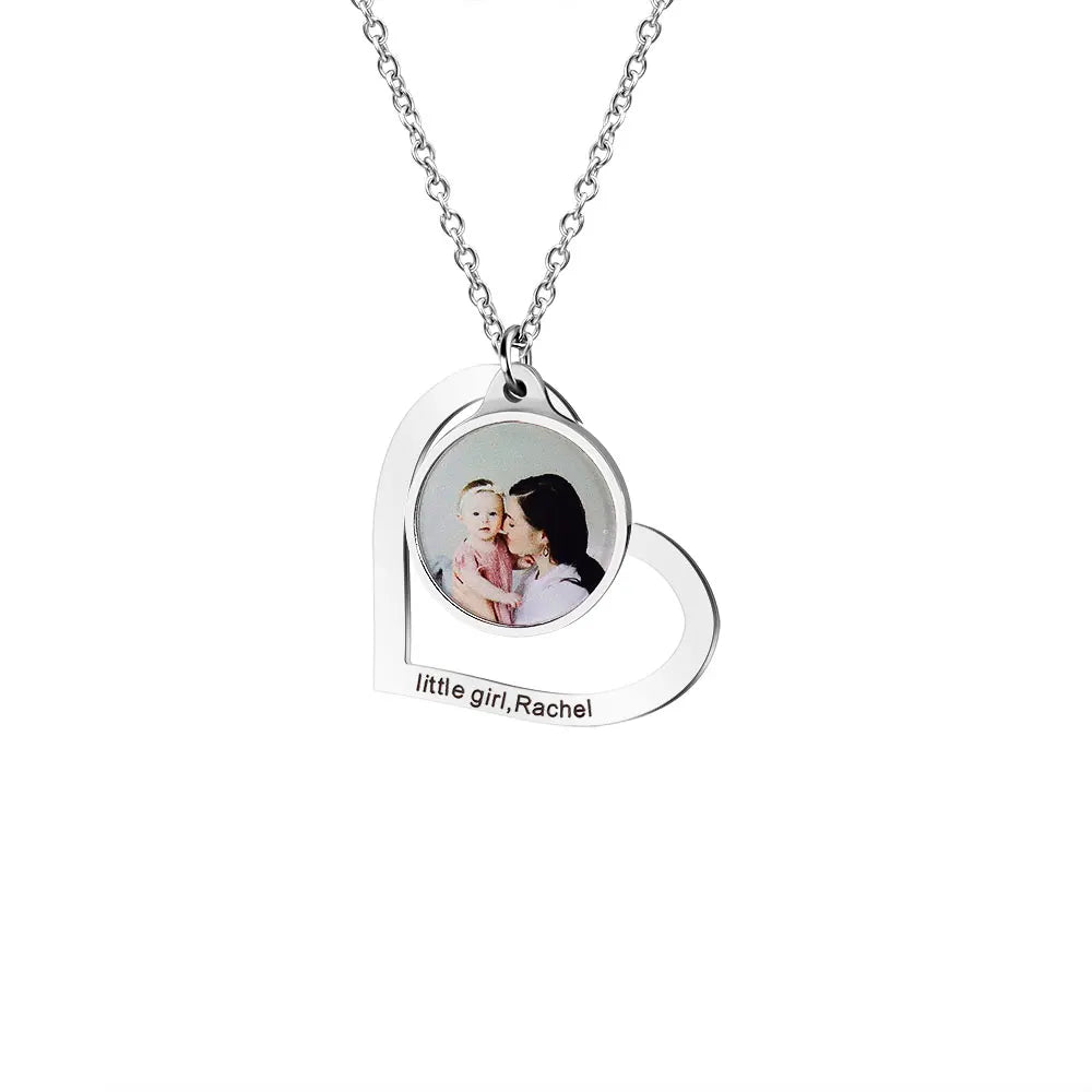 Customisable Stainless Steel Heart-Shaped Link Chain Choker Necklace Fashionable DIY Personalised Name and Photo Frame Jewelry