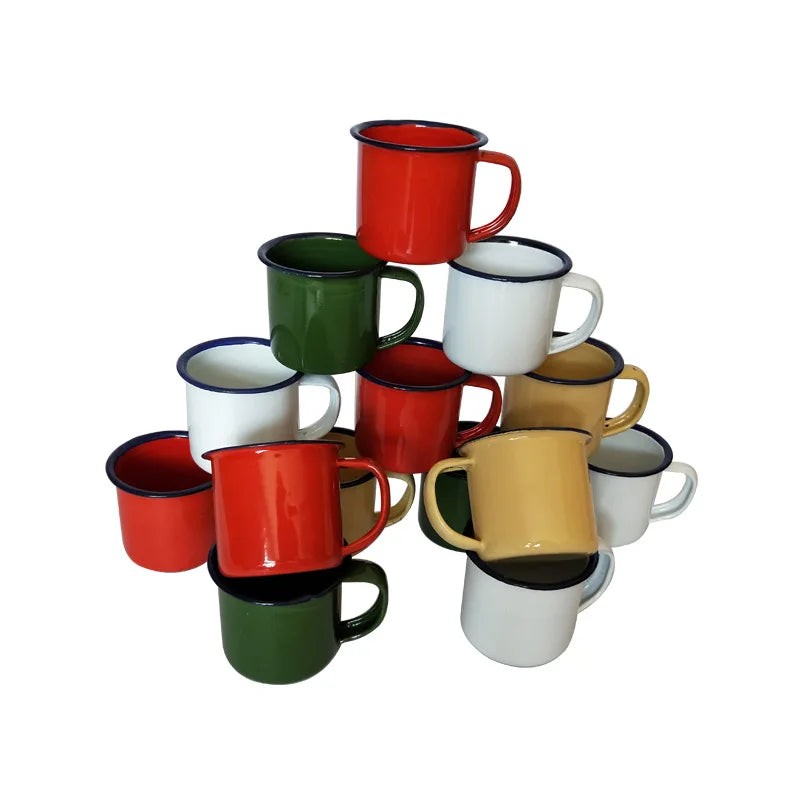 Wholesale Vintage Souvenir 6CM Enamel Coffee Cup Enamelware Custom Enamel Camping Campfire Mug Retro Mug Minimalist Mugs 100pcs