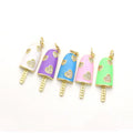 New Design CZ Micro Pave Colorful Enamel Heart Ice Cream Charm Pendant for DIY Jewelry